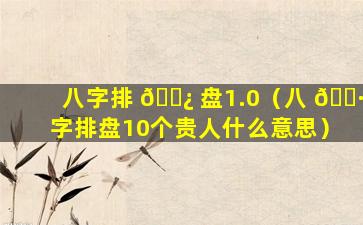 八字排 🌿 盘1.0（八 🌷 字排盘10个贵人什么意思）